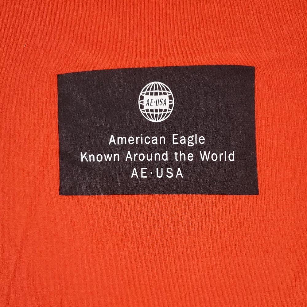 American Eagle T Shirt Mens Medium Orange Short Sleeve Graphic Logo AE-USA - Picture 2 of 7